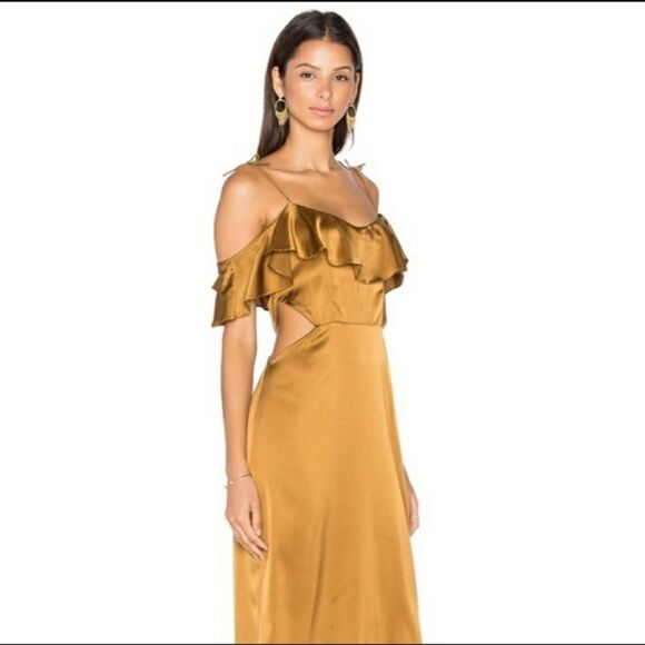 LPA NWT Brown SILK Maxi Dress - Picture 3 of 11